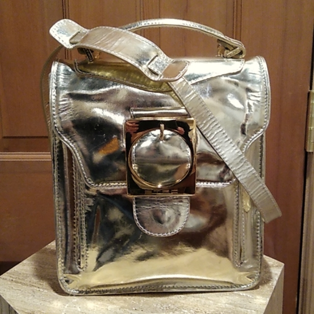 Etro gold satchel with detachable crossbody strap
